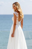 Ivory Court Train Chiffon A Line Sweetheart Wedding Dress with Lace Appliques