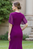 Ruched Sheath Round Neck Long Navy Mother of the Bride Dress with Sash