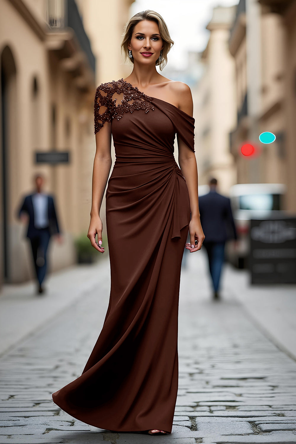 Black Long Mermaid Asymmetrical Mother of the Bride Dress with Appliques Black Long Mermaid Asymmetrical Mother of the Bride Dress with Appliques