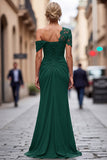 Black Long Mermaid Asymmetrical Mother of the Bride Dress with Appliques
