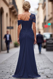 Mermaid Black Asymmetrical Mother of the Bride Dress with Appliques