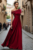 A Line Asymmetrical Black Mother of the Bride Dress with Appliques