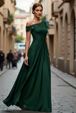 A Line Asymmetrical Black Mother of the Bride Dress with Appliques
