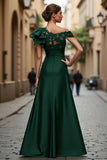 A Line Asymmetrical Black Mother of the Bride Dress with Appliques