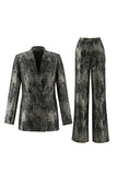 Black and Gold 2 Piece Peak Lapel Double Breasted Women's Prom Suit