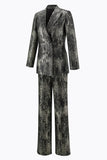 Black and Gold 2 Piece Peak Lapel Double Breasted Women's Prom Suit