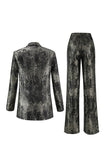 Black and Gold 2 Piece Peak Lapel Double Breasted Women's Prom Suit