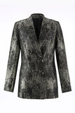 Black and Gold 2 Piece Peak Lapel Double Breasted Women's Prom Suit