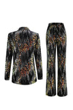 Sparkly Black Peak Lapel 2 Piece Women's Prom Suit