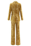 Sparkly Yellow Peak Lapel 2 Piece Women Prom Suits with Sleeves
