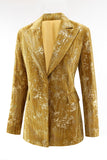 Sparkly Yellow Peak Lapel 2 Piece Women Prom Suits with Sleeves