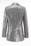 Silver Notched Lapel Sequins 2-piece Women Suits