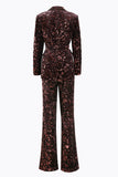 Coffee 2 Piece Peak Lapel Sequin Women's Prom Suit with Belt