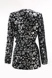Sparkly Black Slim Fit 2 Piece Women's Prom Suit with Sash