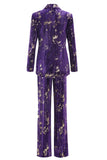 Purple 2 Piece Notched Lapel Women Prom Suits with Sleeves