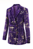 Purple 2 Piece Notched Lapel Women Prom Suits with Sleeves