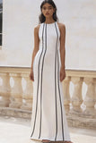 White Bateau Neck Sheath Satin Engagement Dress
