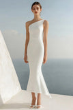 One Shoulder Mermaid Ivory Engagement Dress