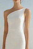 One Shoulder Mermaid Ivory Engagement Dress