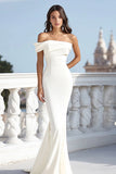 One Shoulder Mermaid Ivory Long Engagement Dress