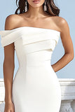One Shoulder Mermaid Ivory Long Engagement Dress