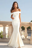Off the Shoulder Ivory Mermaid Engagement Dress