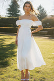 Ivory A Line Off the Shoulder Engagement Dress