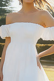 Ivory A Line Off the Shoulder Engagement Dress