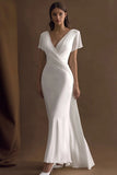 Sheath Long Chiffon Ivory Engagement Dress
