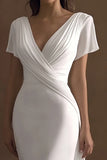 Sheath Long Chiffon Ivory Engagement Dress