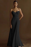 Ivory Chiffon Sheath Sweetheart Long Engagement Dress with Pleats
