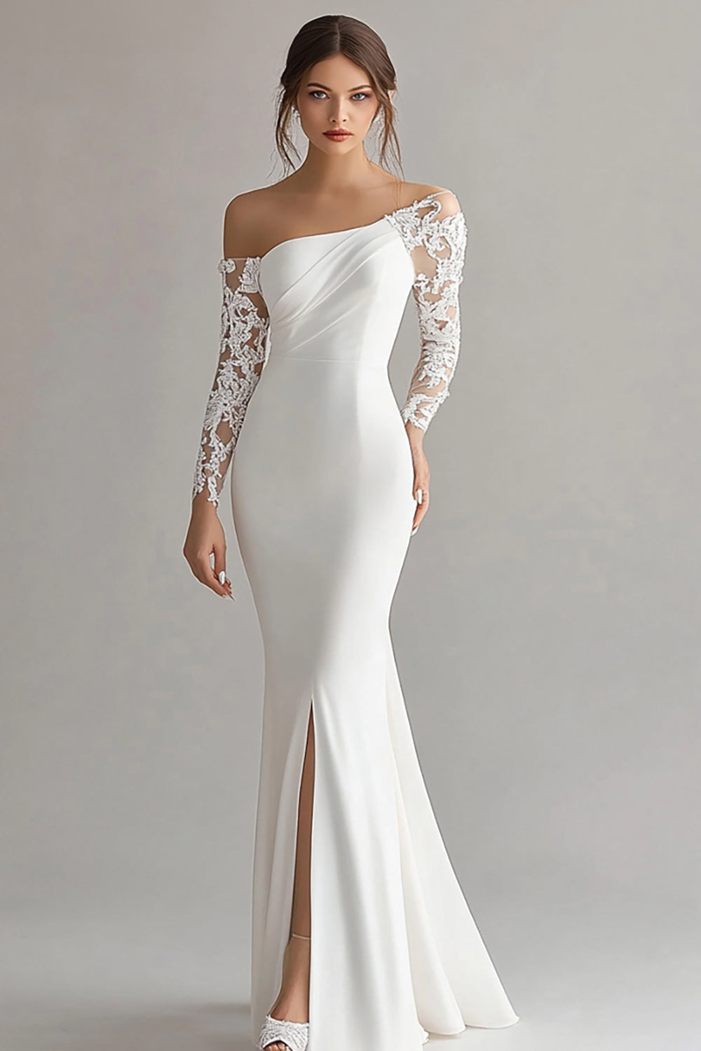 white silk engagement dress Godet Silk Wedding Dress in White- Maxi Pencil Simple Wedding Dress - Bridesmaid Dresses - Silk Dress - Gift for Her - Wedding Guest Dress