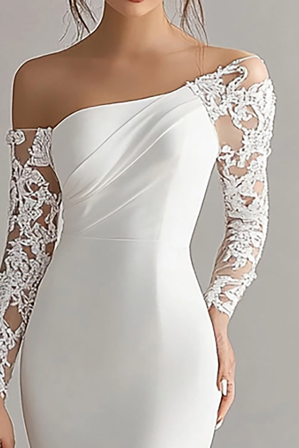 ivory lace reception dress Leely Women Ivory Lace Maxi Boho Bridal Dress High Neck Wedding Reception Dress with Sleeves