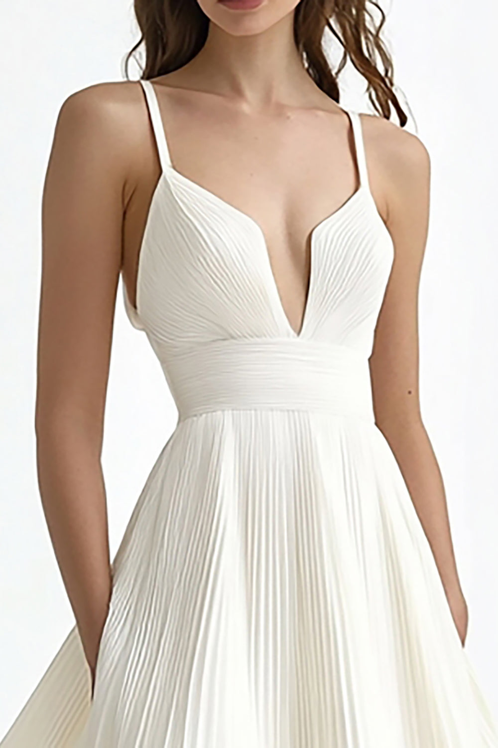 Zapaka Women Ivory Long Engagement Dress Sleeveless Chiffon V-Neck Wedding Reception Dress, Ivory / US24W Zapaka Women Ivory Long Engagement Dress Sleeveless Chiffon V-Neck Wedding Reception Dress, Ivory / US24W