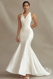 Mermaid V-Neck Long Ivory Engagement Dress