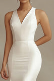Mermaid V-Neck Long Ivory Engagement Dress