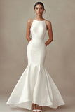 Mermaid Bateau Long Ivory Engagement Dress