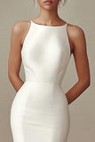 Mermaid Bateau Long Ivory Engagement Dress