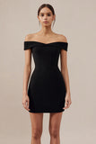 A Line Simple Satin Little Black Dress