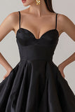 Simple A Line Satin Little Black Dress