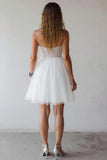 A Line Spaghetti Straps Tulle Little White Dress