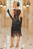 Sparkly Apricot Fringed Bodycon Short 1920s Dress with Sequins