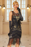 Sparkly Apricot Fringed Bodycon Short 1920s Dress with Sequins