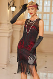 Sparkly Apricot Fringed Bodycon Short 1920s Dress with Sequins