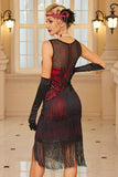 Sparkly Apricot Fringed Bodycon Short 1920s Dress with Sequins