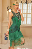 Sparkly Apricot Fringed Bodycon Short 1920s Dress with Sequins