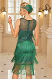 Sparkly Apricot Fringed Bodycon Short 1920s Dress with Sequins
