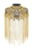 Sparkly Black Golden Fringed Beaded 1920s Cape