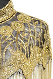 Sparkly Black Golden Fringed Beaded 1920s Cape