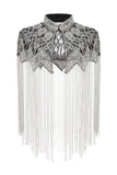 Sparkly Black Golden Fringed Beaded 1920s Cape